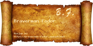 Braverman Fodor névjegykártya